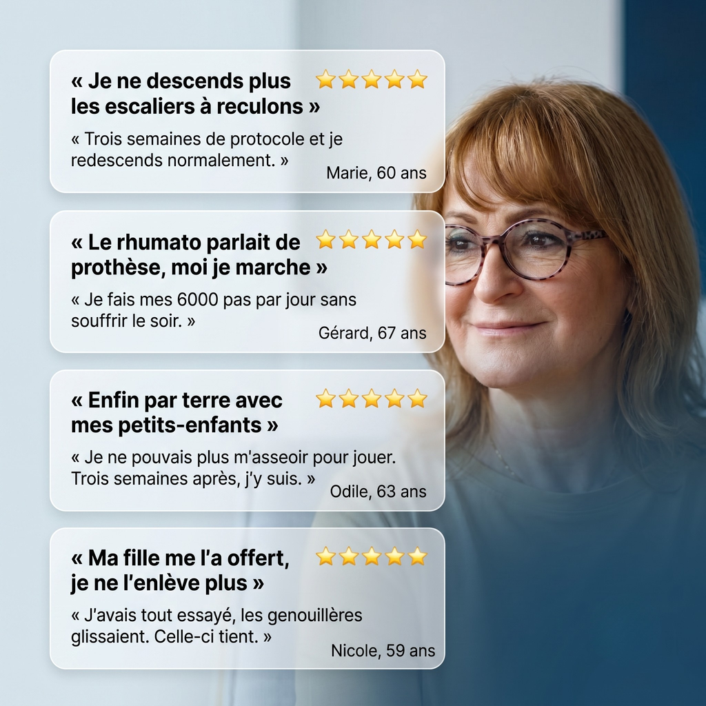 Le genou soulagé le jour, détendu la nuit.