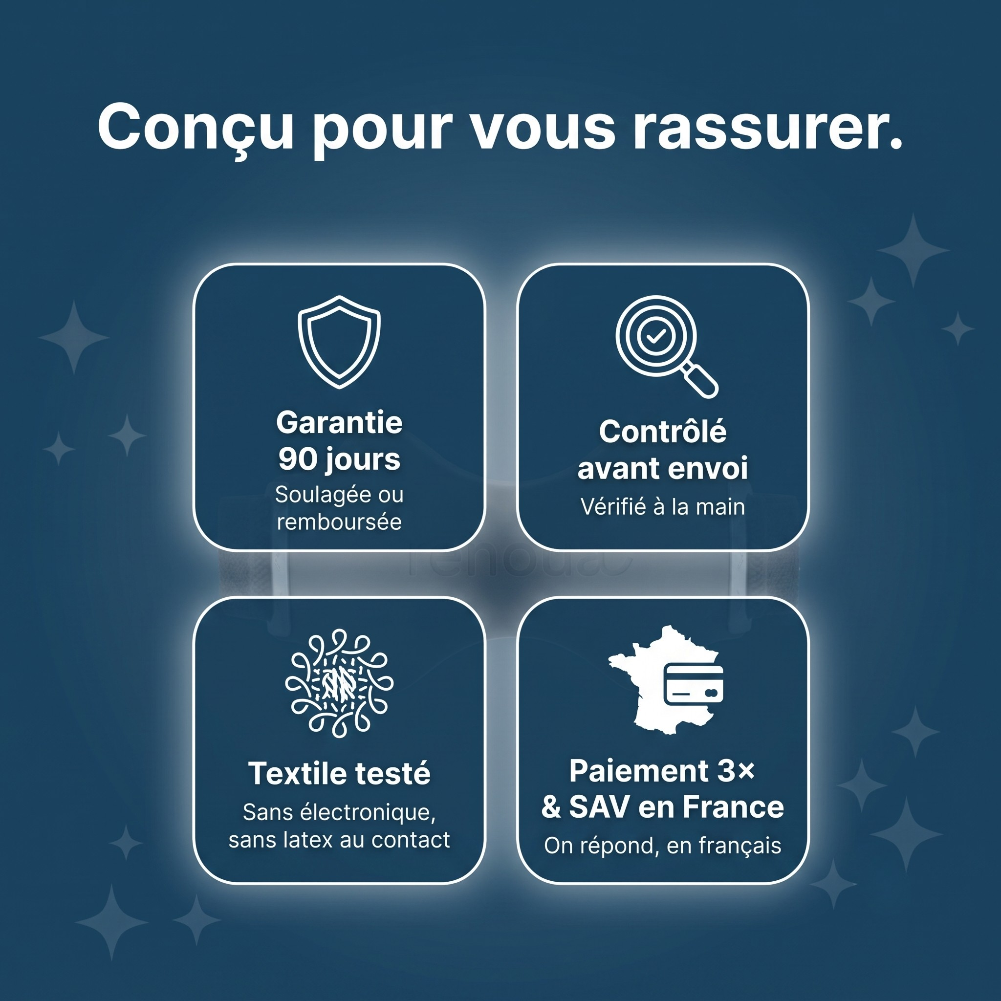 Le genou soulagé le jour, détendu la nuit.