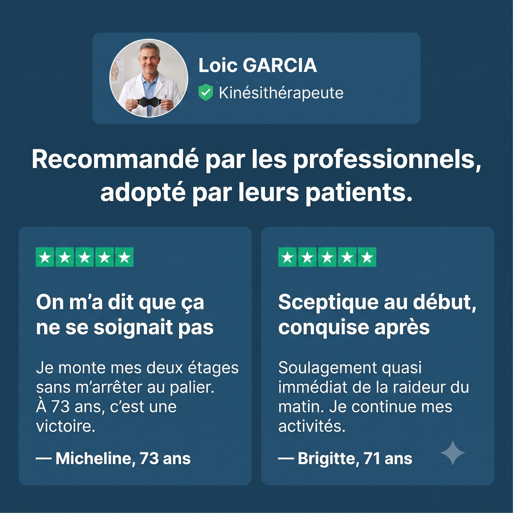 Le genou soulagé le jour, détendu la nuit.